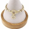 2512 Bransoletka elegancka złota 16,5+3cm pozłacana 14k wzór grecki